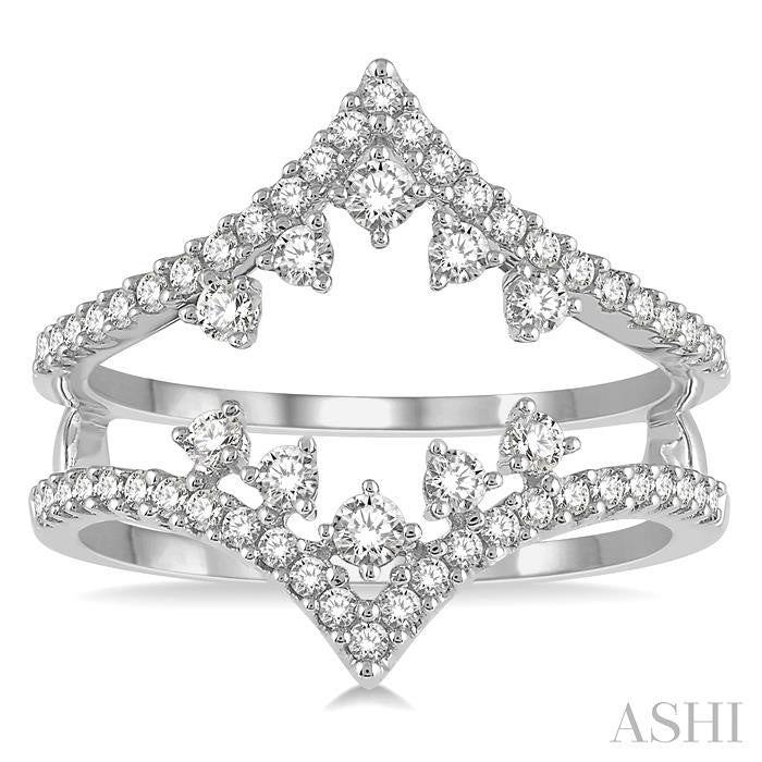 5/8 Ctw Pointed Arch Round Cut Diamond Insert Ring in 14K White Gold