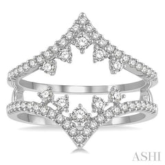 5/8 Ctw Pointed Arch Round Cut Diamond Insert Ring in 14K White Gold