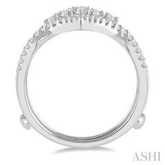 5/8 Ctw Pointed Arch Round Cut Diamond Insert Ring in 14K White Gold