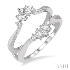 3/8 Ctw Baguette and Round Cut Diamond Insert Ring in 14K White Gold