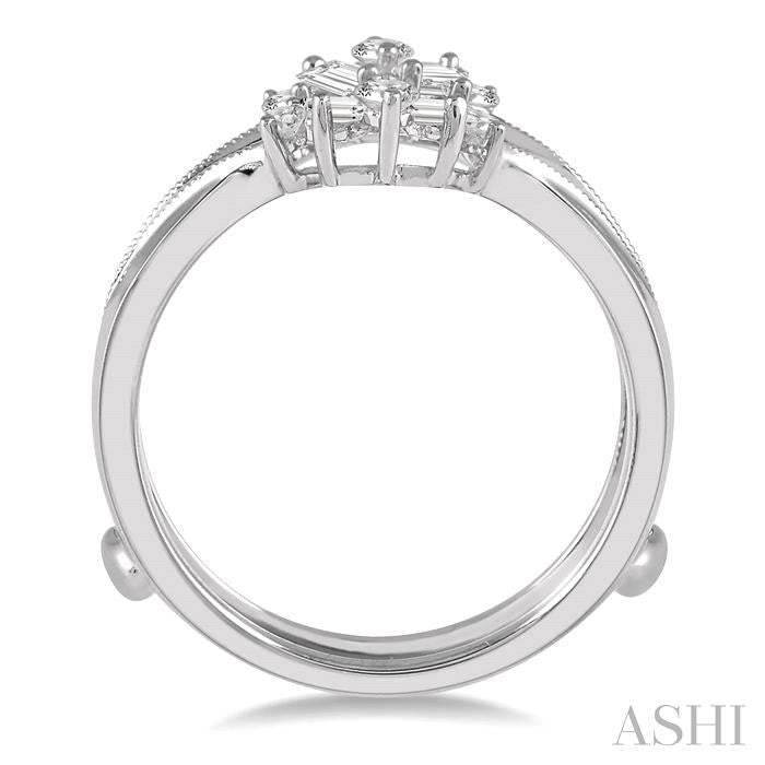 3/8 Ctw Baguette and Round Cut Diamond Insert Ring in 14K White Gold