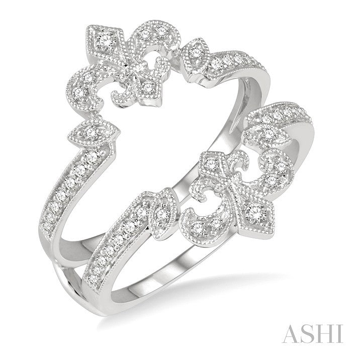 1/4 Ctw Marquise Fleur De Lis Round Cut Diamond Insert Ring in 14K White Gold