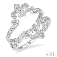 1/4 Ctw Marquise Fleur De Lis Round Cut Diamond Insert Ring in 14K White Gold