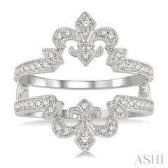 1/4 Ctw Marquise Fleur De Lis Round Cut Diamond Insert Ring in 14K White Gold
