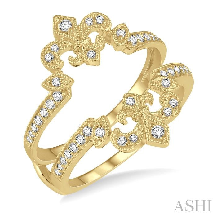 1/4 Ctw Marquise Fleur De Lis Round Cut Diamond Insert Ring in 14K Yellow Gold