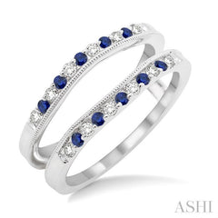 1.45 MM Sapphire and 1/6 Ctw Round Cut Diamond Precious Insert Ring in 14K White Gold