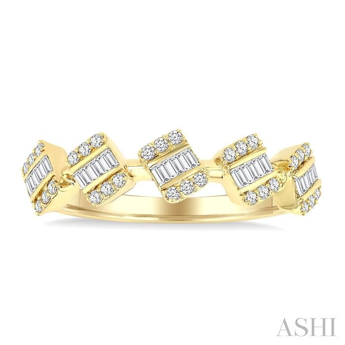 1/3 Ctw Cushion Shape 5-Mount Fusion Baguette and Round Cut Diamond Fashion Ring in 14K Yellow Gold