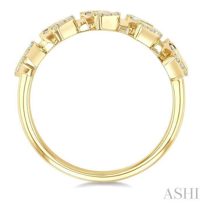 1/3 Ctw Cushion Shape 5-Mount Fusion Baguette and Round Cut Diamond Fashion Ring in 14K Yellow Gold