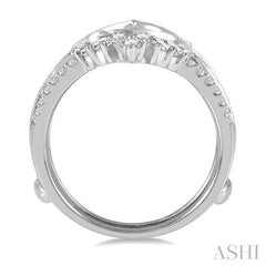 3/4 Ctw Chevron Center Baguette and Round Cut Diamond Insert Ring in 14K White Gold