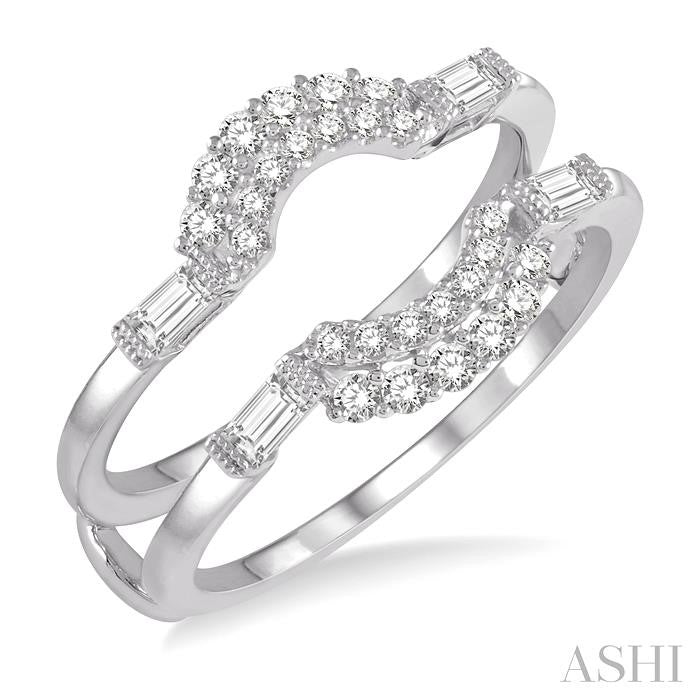 1/2 Ctw Double Arch Baguette and Round Cut Diamond Insert Ring in 14K White Gold