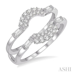 1/2 Ctw Double Arch Baguette and Round Cut Diamond Insert Ring in 14K White Gold