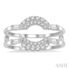 1/2 Ctw Double Arch Baguette and Round Cut Diamond Insert Ring in 14K White Gold