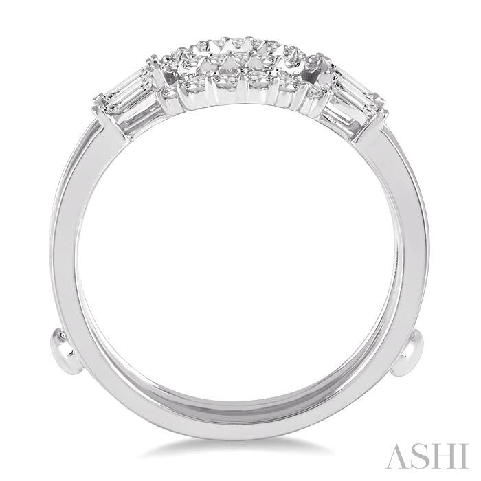 1/2 Ctw Double Arch Baguette and Round Cut Diamond Insert Ring in 14K White Gold