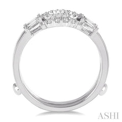 1/2 Ctw Double Arch Baguette and Round Cut Diamond Insert Ring in 14K White Gold