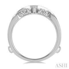 1/2 Ctw Curved Center Baguette Tower and Round Cut Diamond Insert Ring in 14K White Gold
