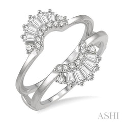 1/2 Ctw Baguette and Round Cut Diamond Tiara Insert Ring in 14K White Gold