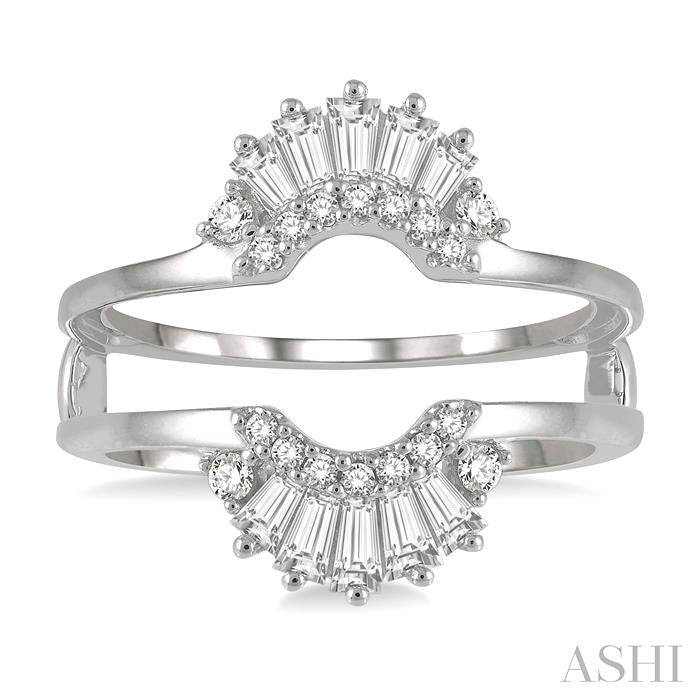 1/2 Ctw Baguette and Round Cut Diamond Tiara Insert Ring in 14K White Gold