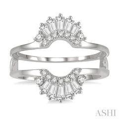 1/2 Ctw Baguette and Round Cut Diamond Tiara Insert Ring in 14K White Gold