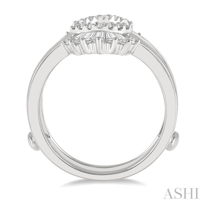 1/2 Ctw Baguette and Round Cut Diamond Tiara Insert Ring in 14K White Gold