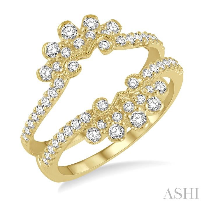 5/8 Ctw Floral Round Cut Diamond Insert Ring in 14K Yellow Gold