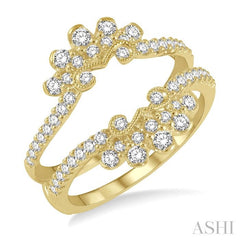 5/8 Ctw Floral Round Cut Diamond Insert Ring in 14K Yellow Gold