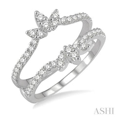 1/2 Ctw Lotus Center Round Cut Diamond Insert Ring in 14K White Gold
