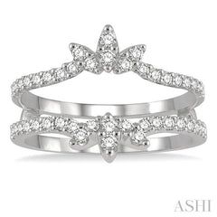 1/2 Ctw Lotus Center Round Cut Diamond Insert Ring in 14K White Gold