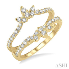 1/2 Ctw Lotus Center Round Cut Diamond Insert Ring in 14K Yellow Gold