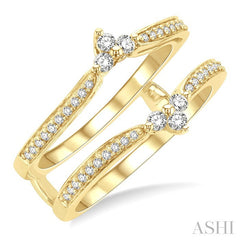1/3 Ctw Chevron Center Round Cut Diamond Insert Ring in 14K Yellow Gold