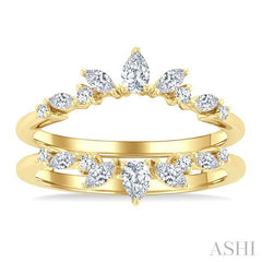 1/2 Ctw Pear, Marquise and Round Cut Diamond Insert Ring in 14K Yellow Gold
