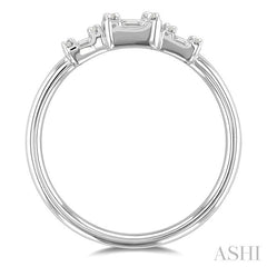 1/4 Ctw Past, Present & Future Baguette and Round Cut Diamond Fusion Fashion Ring in 14K White Gold