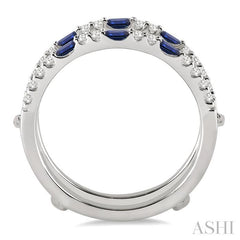 2.5 MM X 1.5 MM Baguette Cut Sapphire and 1/3 Ctw Round Cut Diamond Precious Insert Ring in 14K White Gold
