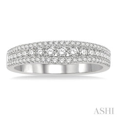 1/2 Ctw Triple Row Round Cut Diamond Wedding Band in 14K White Gold