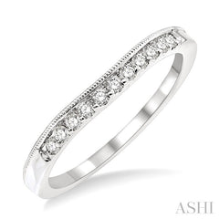 1/6 Ctw Milgrain Round Cut Diamond Wedding Band in 14K White Gold