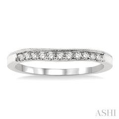 1/6 Ctw Milgrain Round Cut Diamond Wedding Band in 14K White Gold