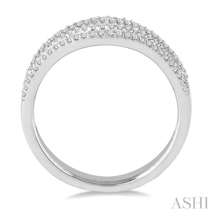 1/2 Ctw Triple Row Round Cut Diamond Wedding Band in 14K White Gold