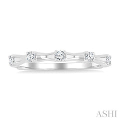1/10 Ctw Bamboo Shoot Inspired Round Cut Diamond Fashion Ring in 10K White Gold
