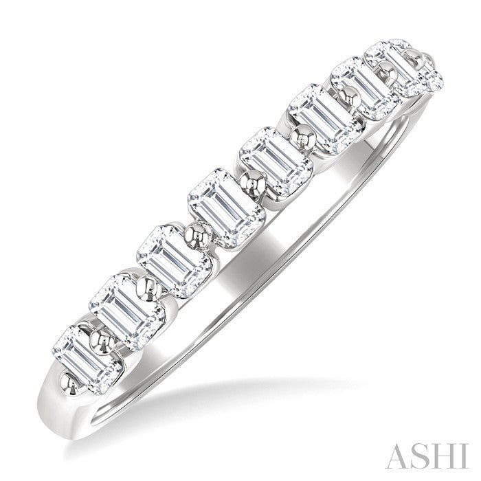 3/4 Ctw Half Eternity Emerald Cut Diamond Fashion Band in 14K White Gold