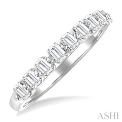 3/4 Ctw Half Eternity Emerald Cut Diamond Fashion Band in 14K White Gold