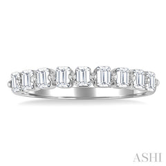 3/4 Ctw Half Eternity Emerald Cut Diamond Fashion Band in 14K White Gold