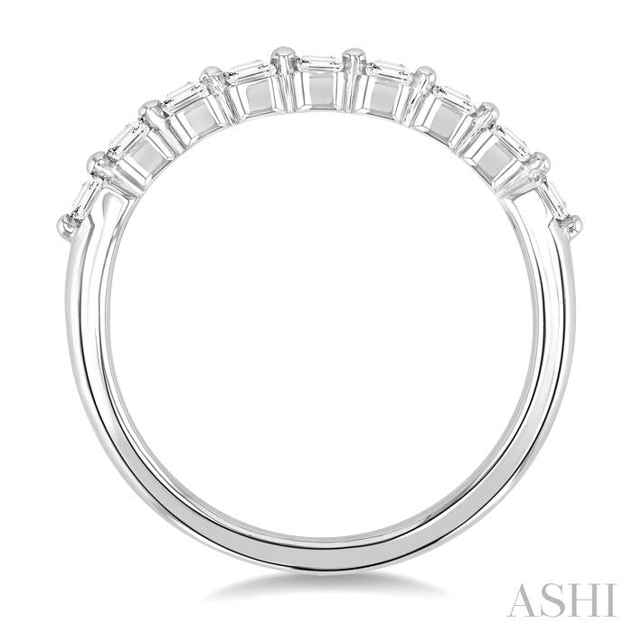 3/4 Ctw Half Eternity Emerald Cut Diamond Fashion Band in 14K White Gold
