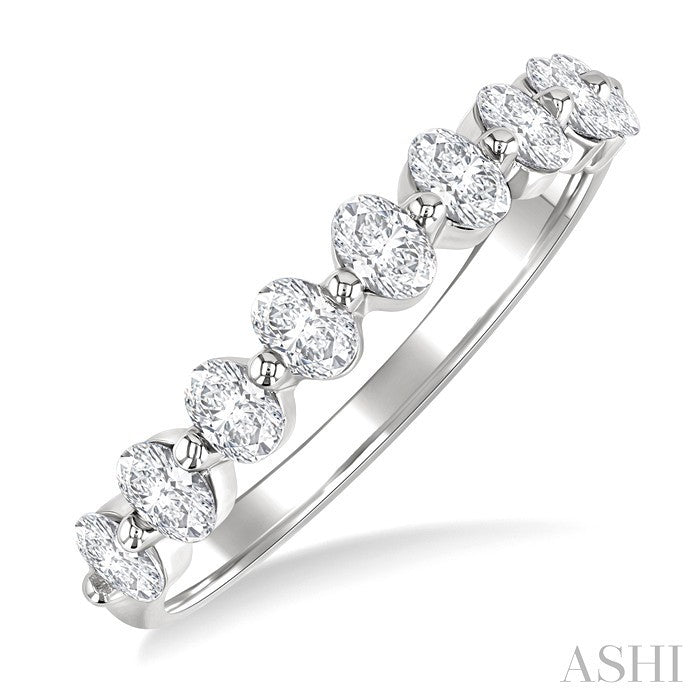 3/4 Ctw Half Eternity Oval Cut Diamond Fashion Band in 14K White Gold