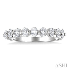 3/4 Ctw Half Eternity Oval Cut Diamond Fashion Band in 14K White Gold