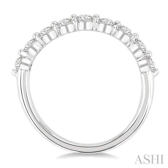 3/4 Ctw Half Eternity Oval Cut Diamond Fashion Band in 14K White Gold
