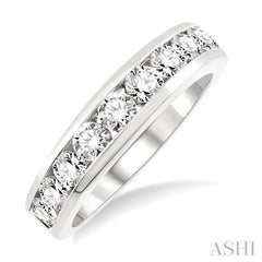 1 Ctw Channel Set Round Cut Diamond Wedding Band in 14K White Gold