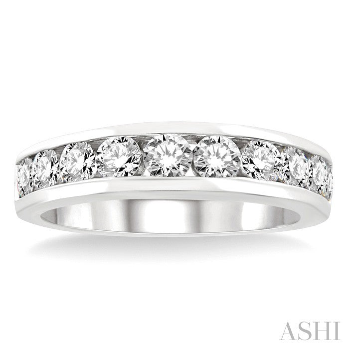 1 Ctw Channel Set Round Cut Diamond Wedding Band in 14K White Gold
