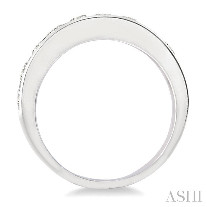 1 Ctw Channel Set Round Cut Diamond Wedding Band in 14K White Gold