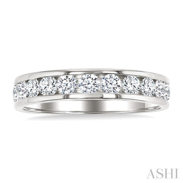 3/4 Ctw Round Cut Diamond Wedding Band in 14K White Gold