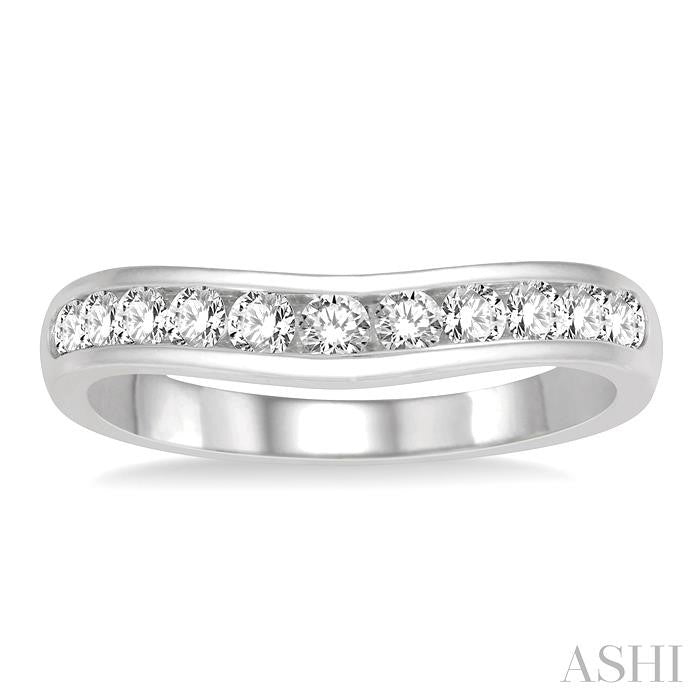 1/2 Ctw Round Cut Diamond Inlay Wedding Band in 14K White Gold