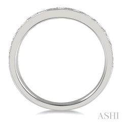 3/4 Ctw Curved Center Milgrain Border Round Cut Diamond Wedding Band in 14K White Gold